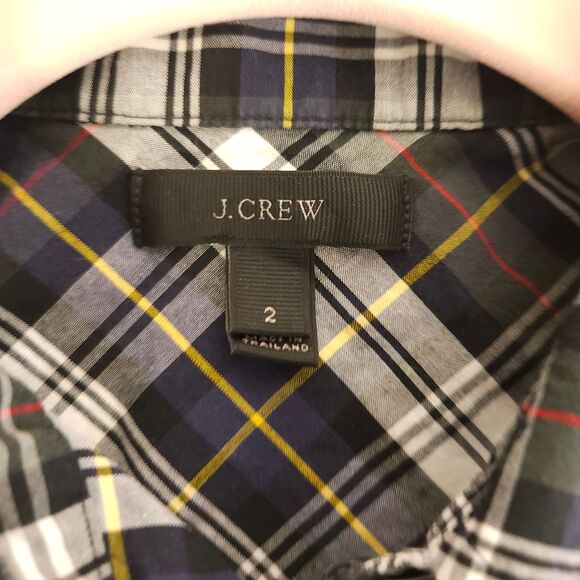 J Crew Womens 2 Gray Plaid Long Sleeve Button Up Down Blouse Shirt - Picture 3 of 6